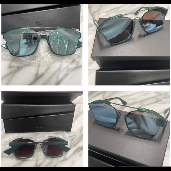DIOR 2023 TOP SPRING COLOR IS GREEN,THIS PAIR HAS THE BLUE FLASH MIRROR LENSES - Picture 11 of 16